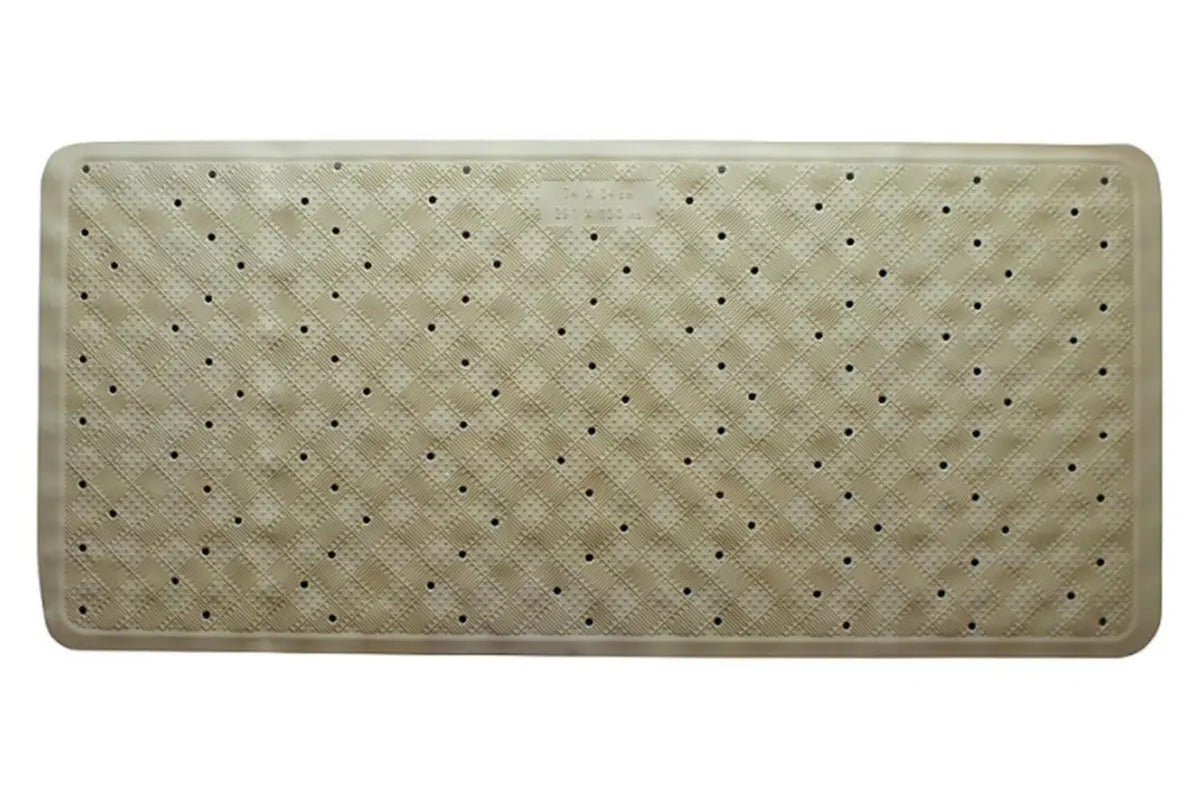 Anti Slip Loofah Shower Rug Non Slip Rubber Bath Mat - Beige
