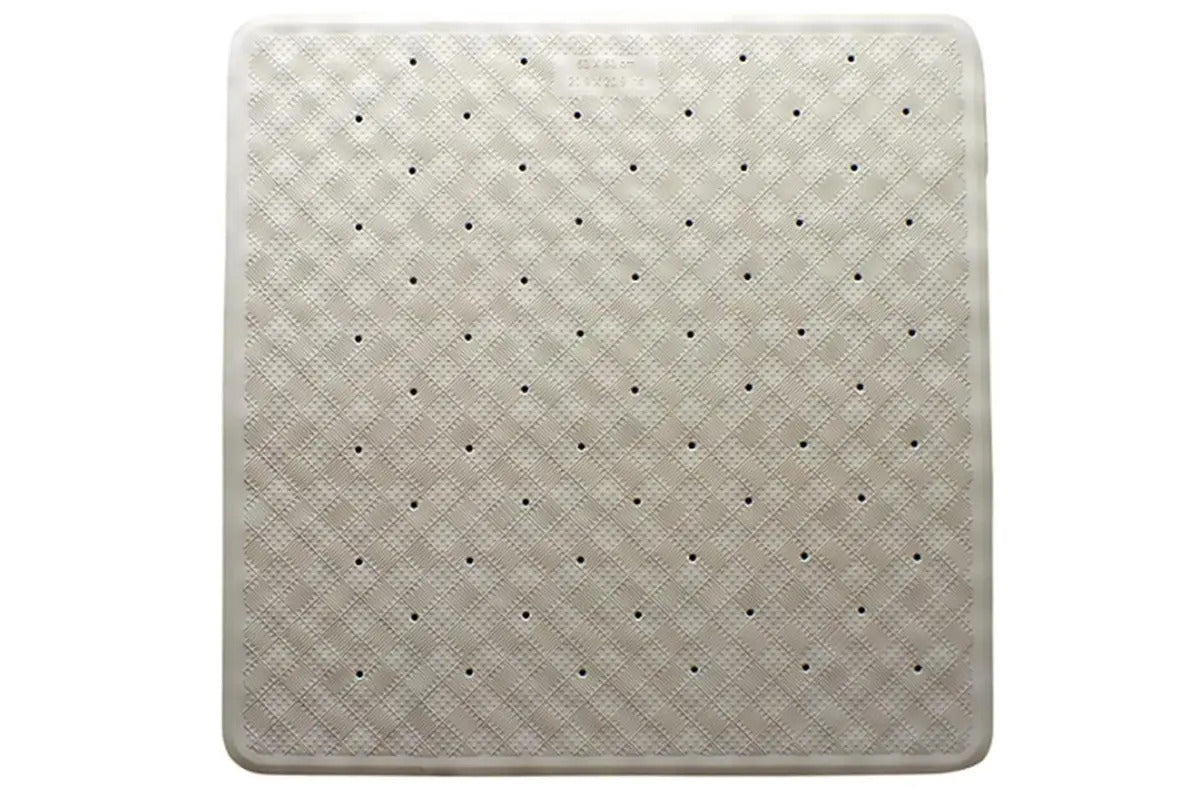 Square Anti Slip Loofah Shower Rug Non Slip Rubber Bath Mat - Beige