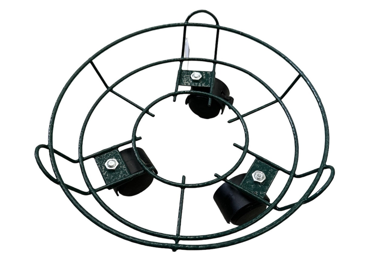 40cm Plant Pot Stand with Wheels Metal Garden Trolley Caddy Plate