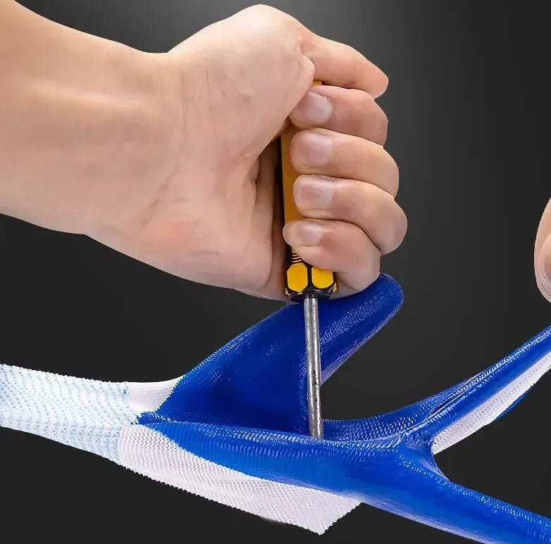 12x Disposable Nitrile Gloves - Rubber Coated Safety Work Gloves (Bulk) - White/Blue