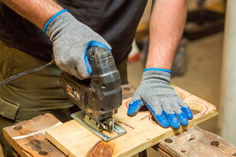 12x Disposable Nitrile Gloves - Rubber Coated Safety Work Gloves (Bulk) - Grey/Blue