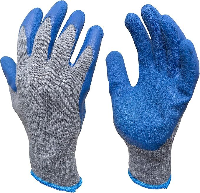 12x Disposable Nitrile Gloves - Rubber Coated Safety Work Gloves (Bulk) - Grey/Blue