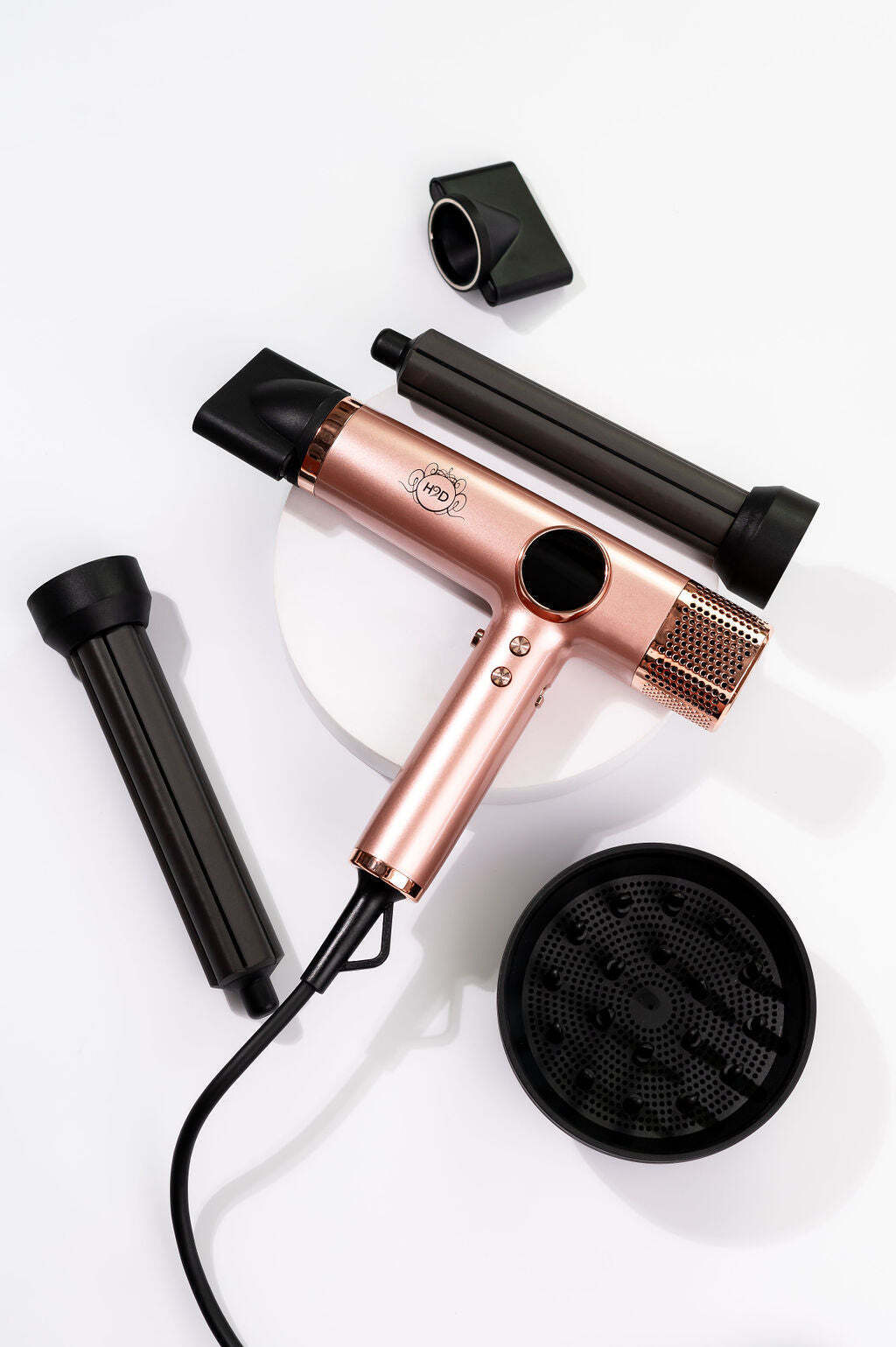 H2D 4-in-1 Xtreme Ionic Magnetic Hairdryer + Styler Styling Iron - Rose Gold