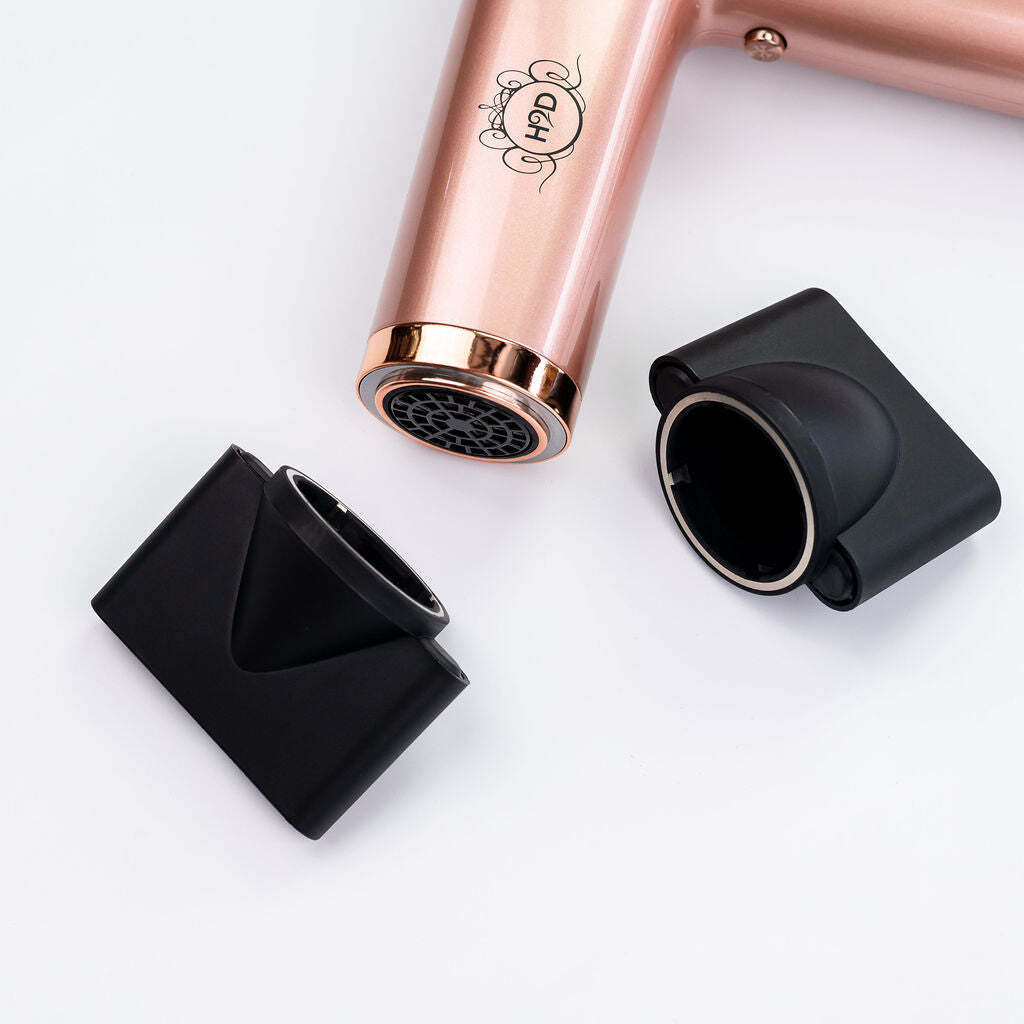 H2D 4-in-1 Xtreme Ionic Magnetic Hairdryer + Styler Styling Iron - Rose Gold