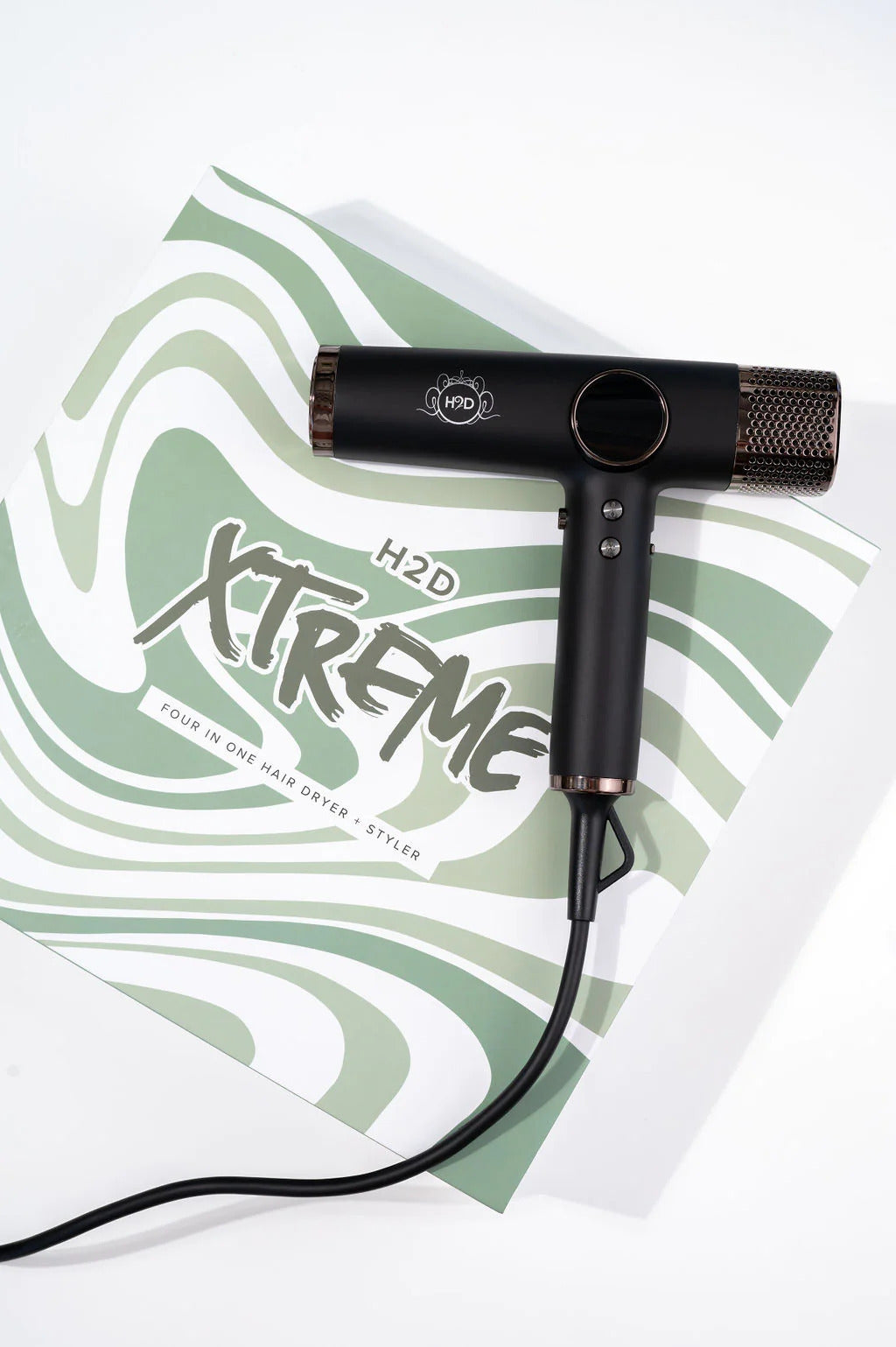 H2D 4-in-1 Xtreme Ionic Magnetic Hairdryer + Styler Styling Iron - Black