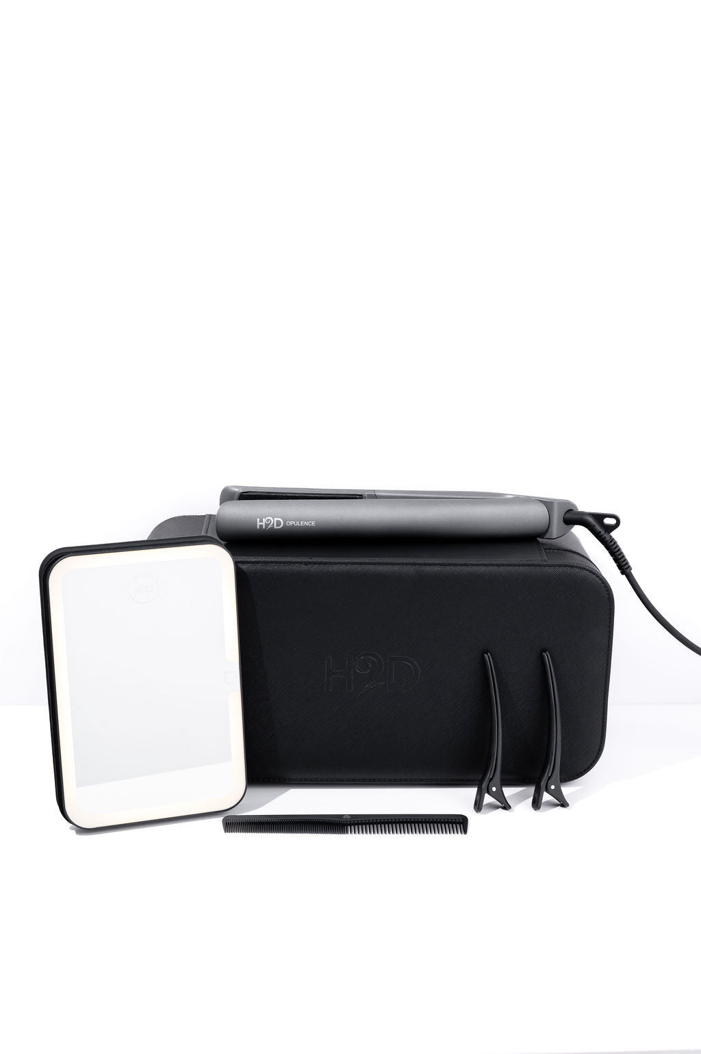 H2D Opulence Professional Ionic Hair Straightener w/ LED Mirror in Space Grey