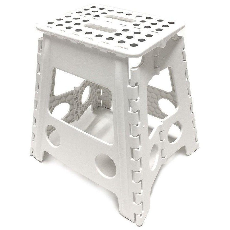 125kg Plastic Folding Step Stool 39cm Portable Chair Flat Indoor/Outdoor Home - White