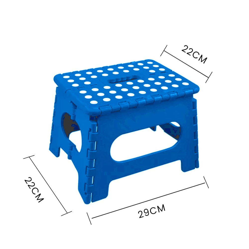 125kg Folding Step Stool Portable Plastic Foldable Chair Flat Outdoor (29x22cm) - Blue