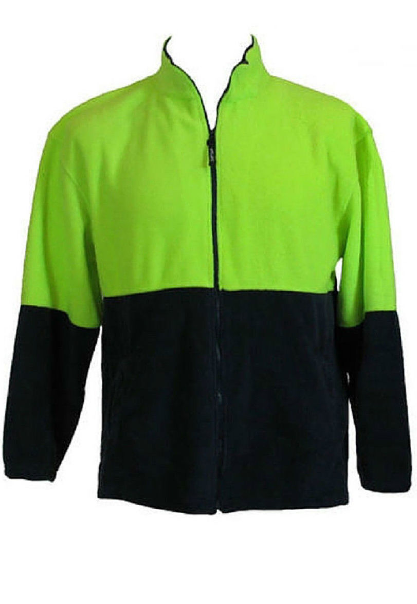 HI VIS Polar Fleece Full Zip Jumper - Yellow (High Visibility Safety Workwear Jacket)