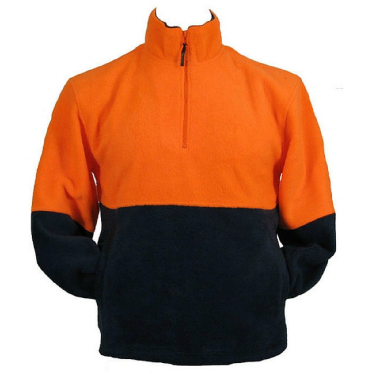 HI VIS Polar Fleece Half Zip Jumper - Orange (High Visibility Safety Workwear Jacket)
