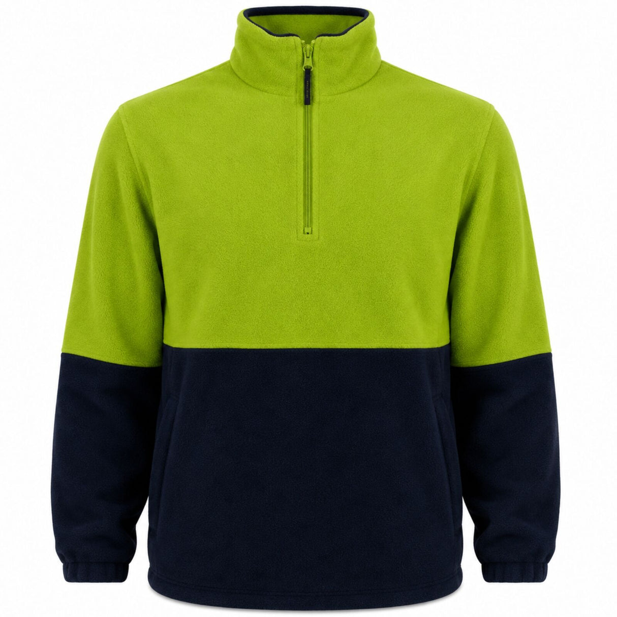 HI VIS Polar Fleece Half Zip Jumper - Yellow (High Visibility Safety Workwear Jacket)