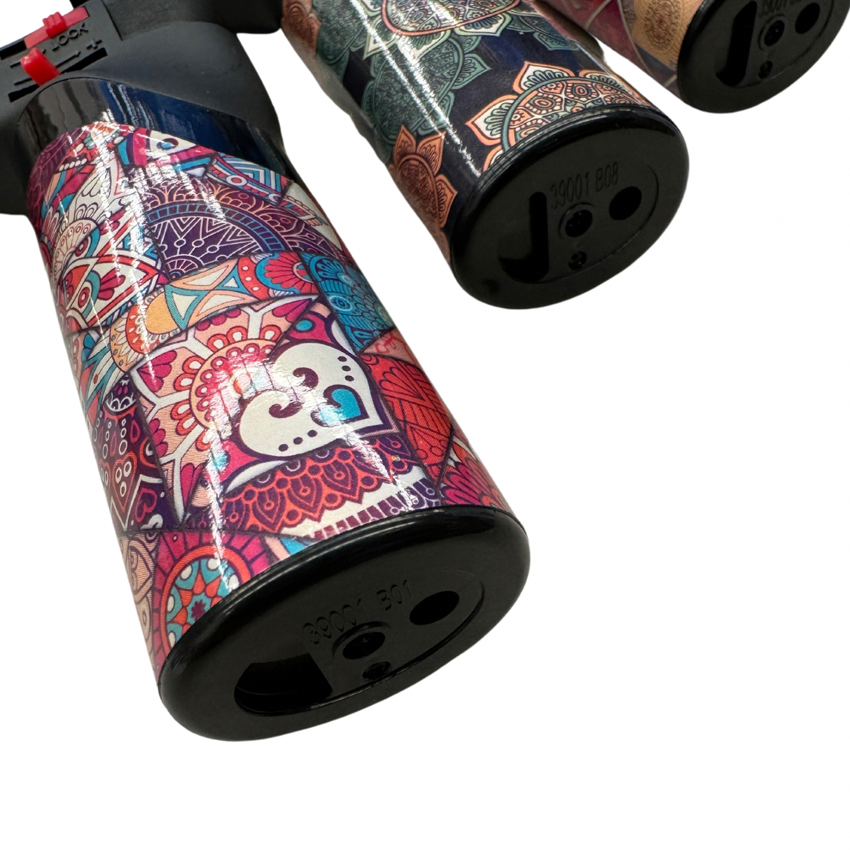 12x Jet Torch Gas Lighter w/ Refillable Butane and Safety Lock - Assorted Colours