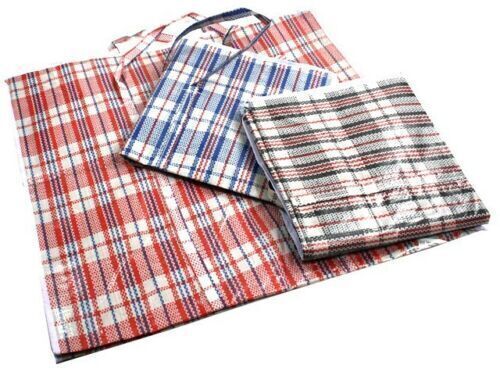 10x Extra Large Checkered Bags - Striped Shopping Bags - 78cm x 65cm x 25cm