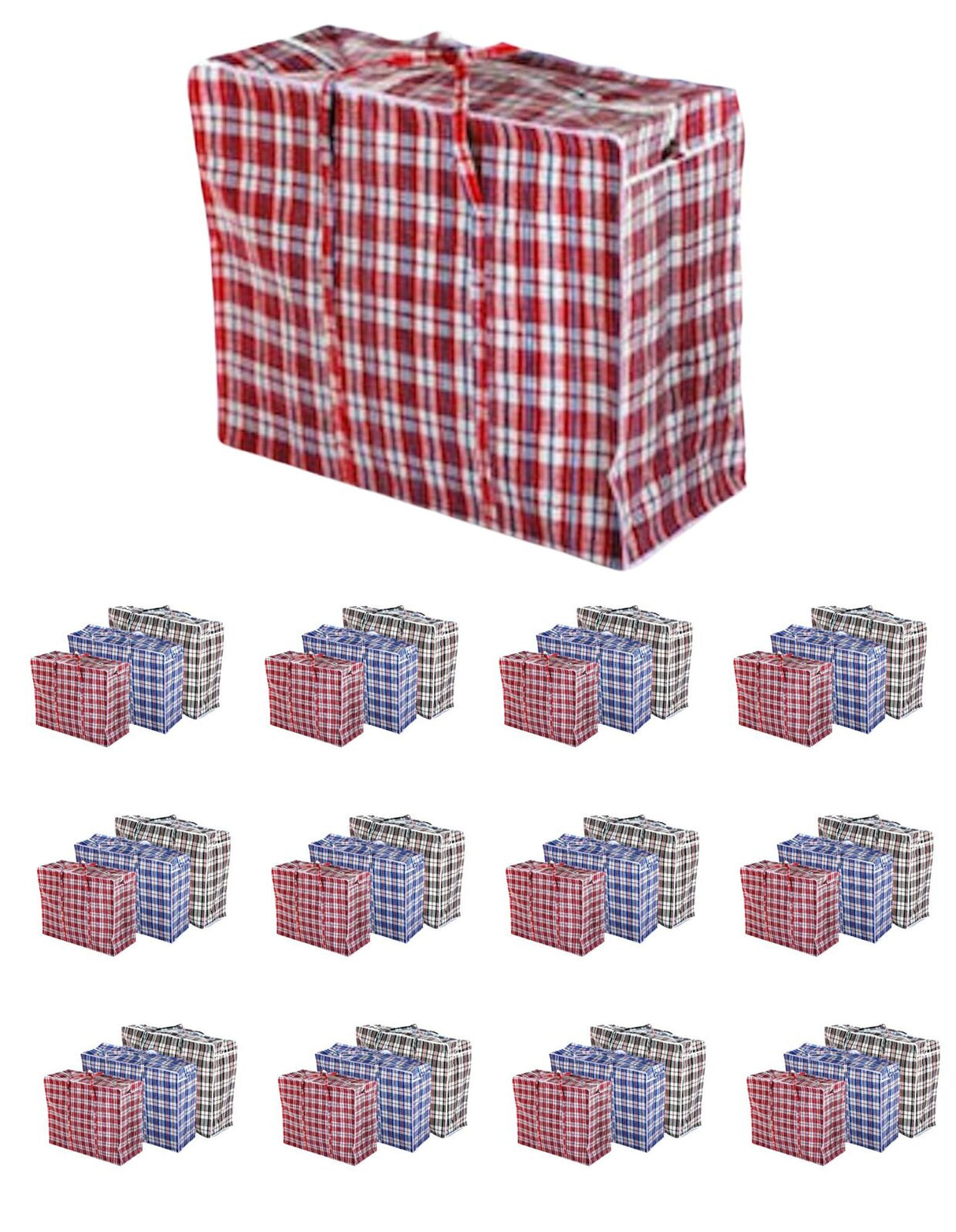 10x Extra Large Checkered Bags - Striped Shopping Bags - 78cm x 65cm x 25cm
