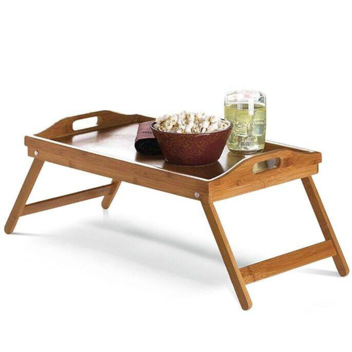 Bamboo Folding Table - Lap Serving Tray Desk for TV/Bed/Dinner/Food/Breakfast