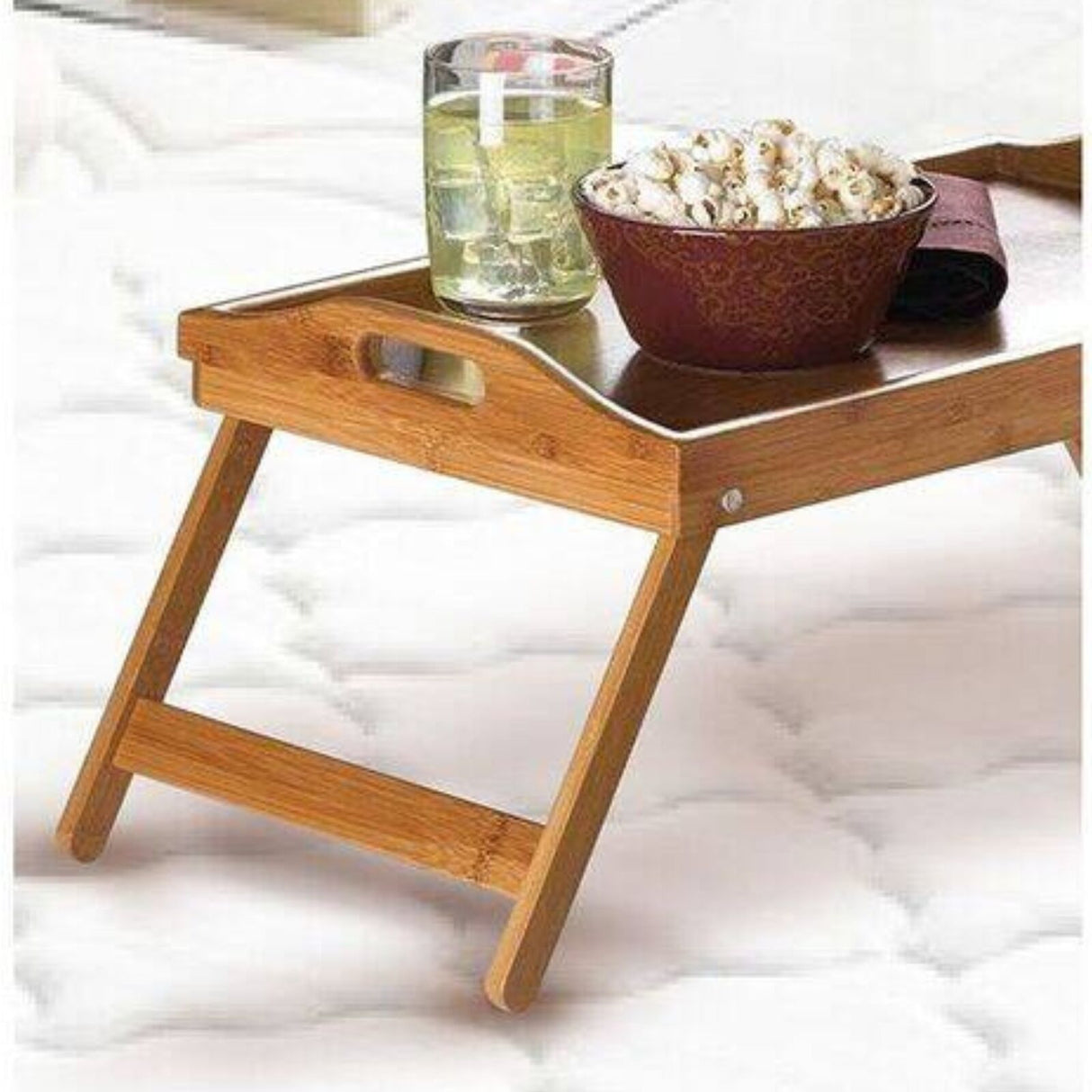 Bamboo Folding Table - Lap Serving Tray Desk for TV/Bed/Dinner/Food/Breakfast