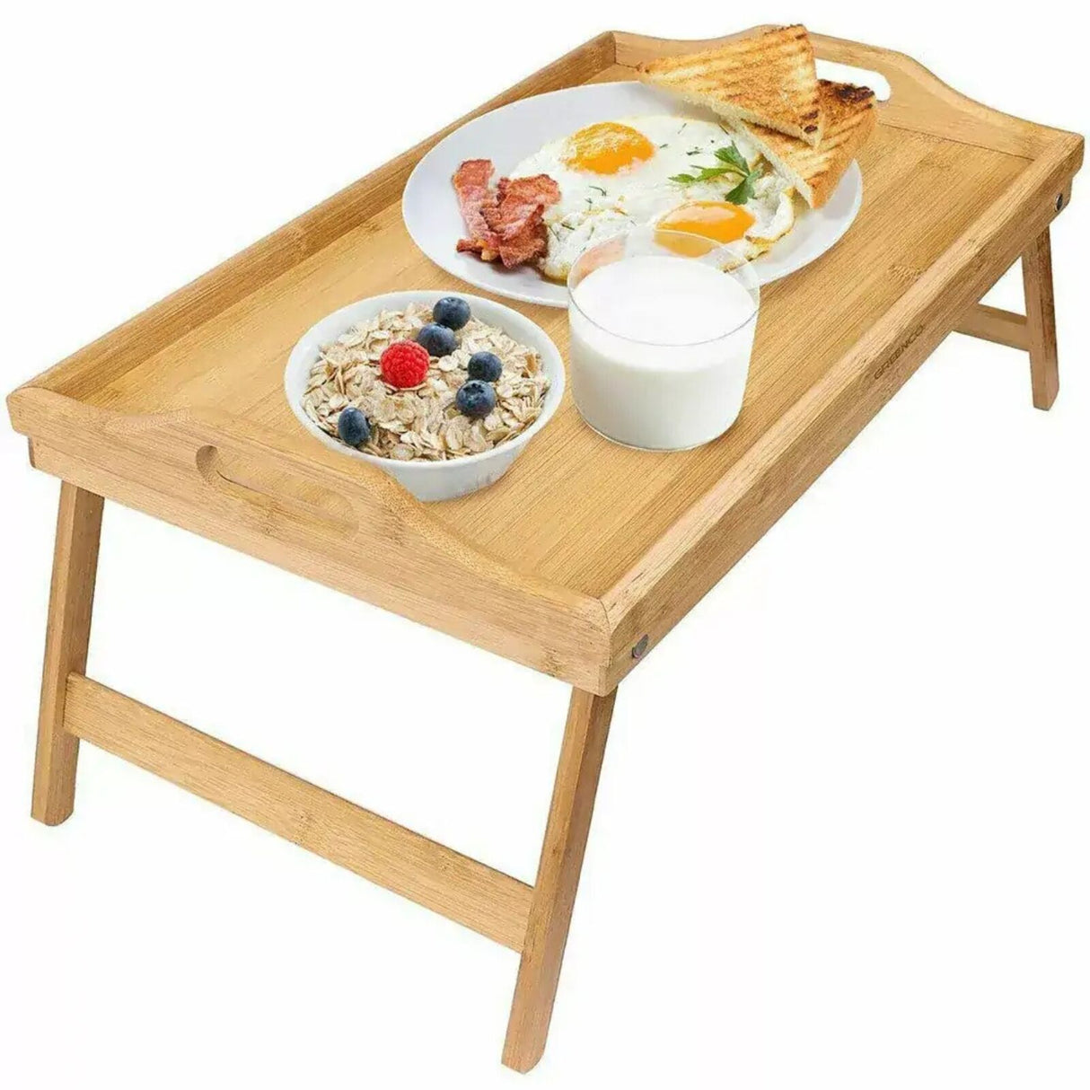 Bamboo Folding Table - Lap Serving Tray Desk for TV/Bed/Dinner/Food/Breakfast
