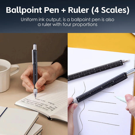 6-in-1 Multifunction Trade Pen with Stylus, Screwdrivers, Ruler & Bubble Level