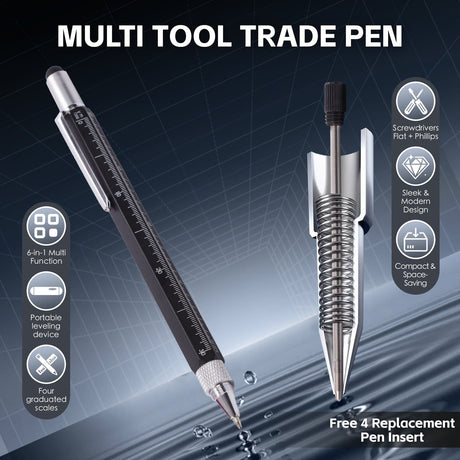 6-in-1 Multifunction Trade Pen with Stylus, Screwdrivers, Ruler & Bubble Level