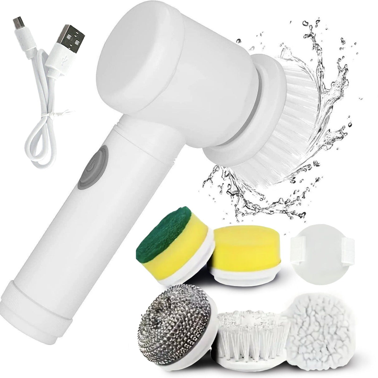 5-IN-1 Electric Handheld Rechargeable Cleaning Brush Kitchen Bathroom Scrubber