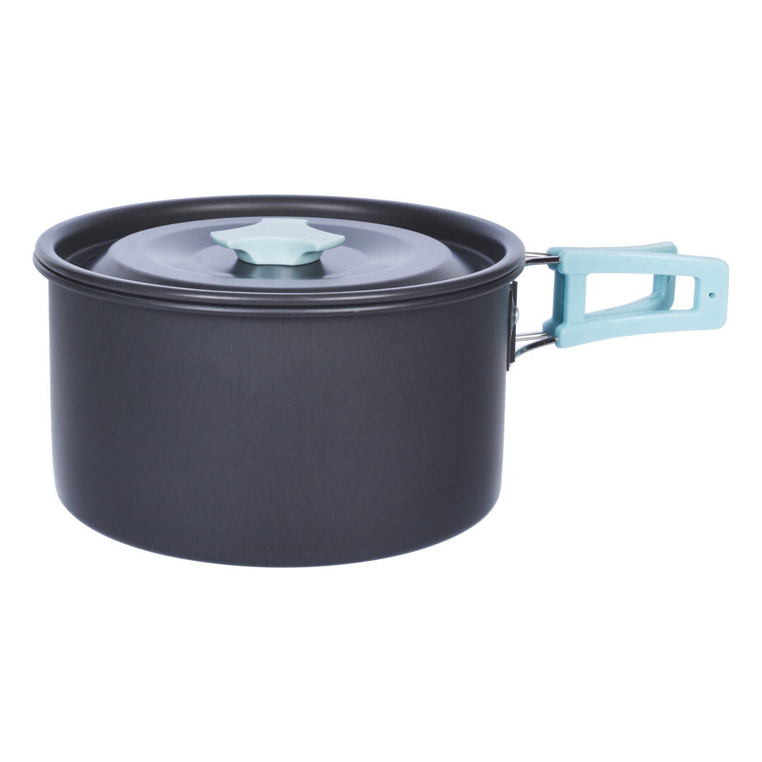 3Pcs Camping Cooking Set Lightweight Anodised Aluminium Cookware Pot Pan Teapot