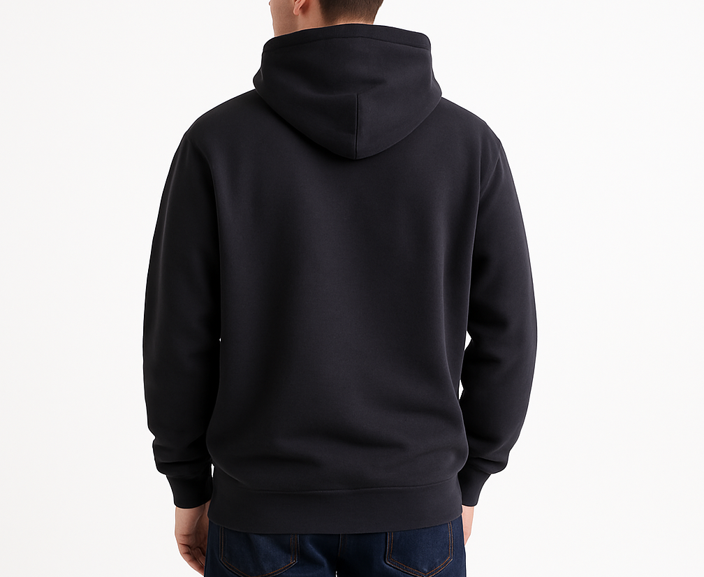 100% Cotton Mens Hoodie Fleece Lined Jumper Pullover Sweatshirt in Black