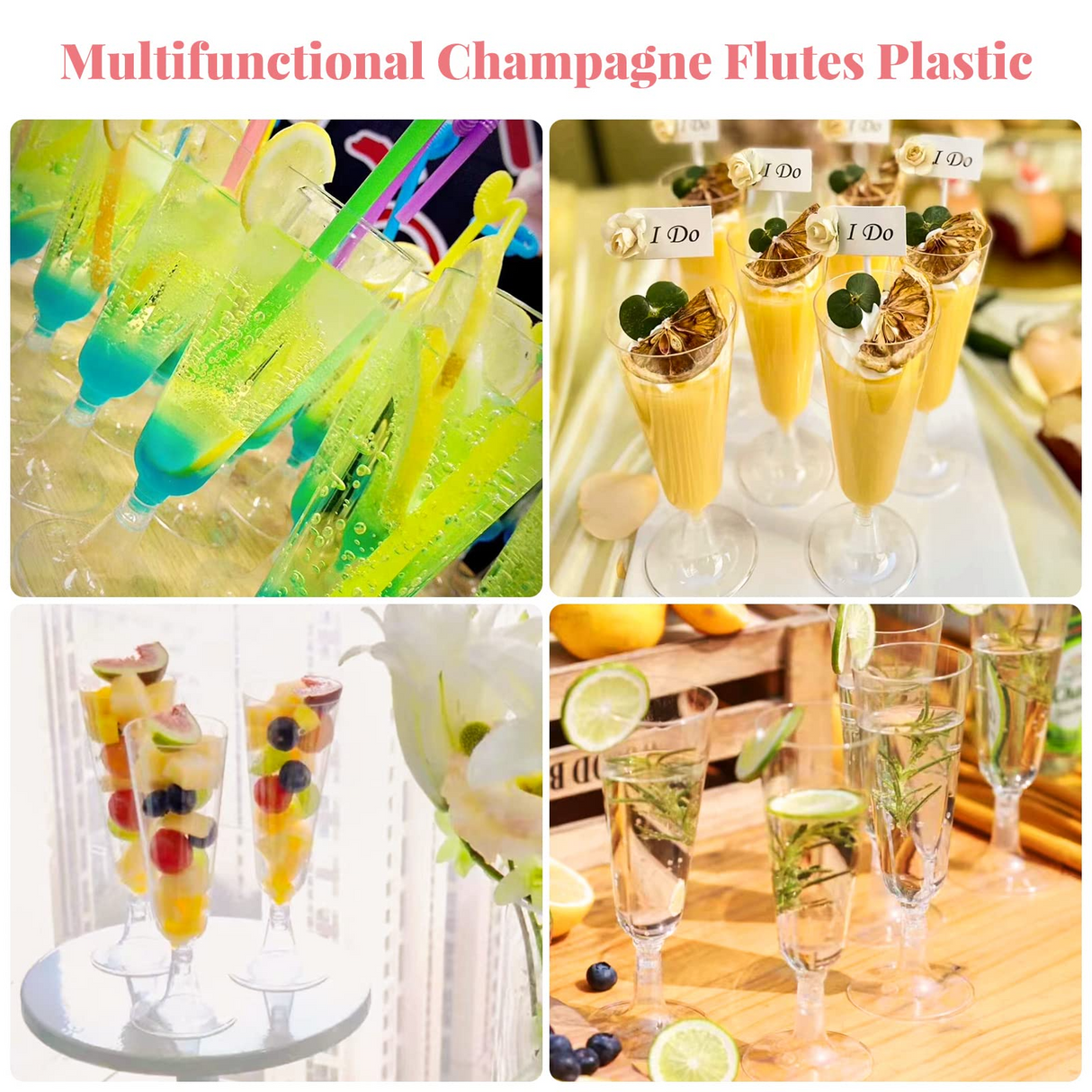 144x 150ml Plastic Champagne Flutes - Clear Wine Glasses (Bulk)