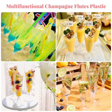 144x 150ml Plastic Champagne Flutes - Clear Wine Glasses (Bulk)