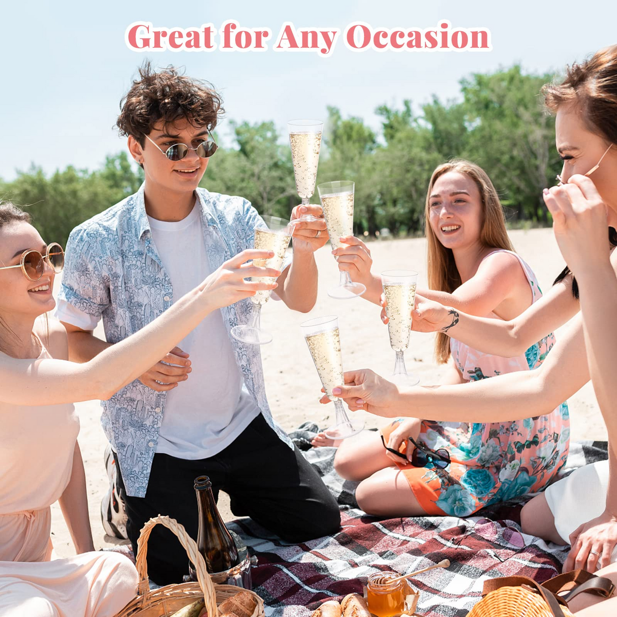 144x 150ml Plastic Champagne Flutes - Clear Wine Glasses (Bulk)