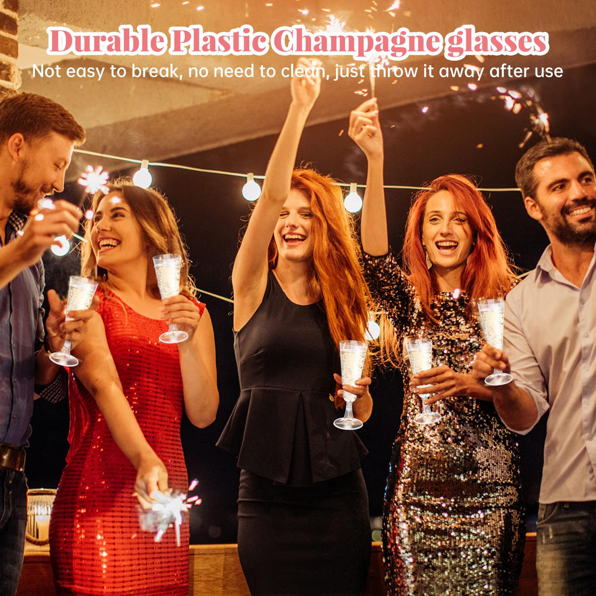 144x 150ml Plastic Champagne Flutes - Clear Wine Glasses (Bulk)