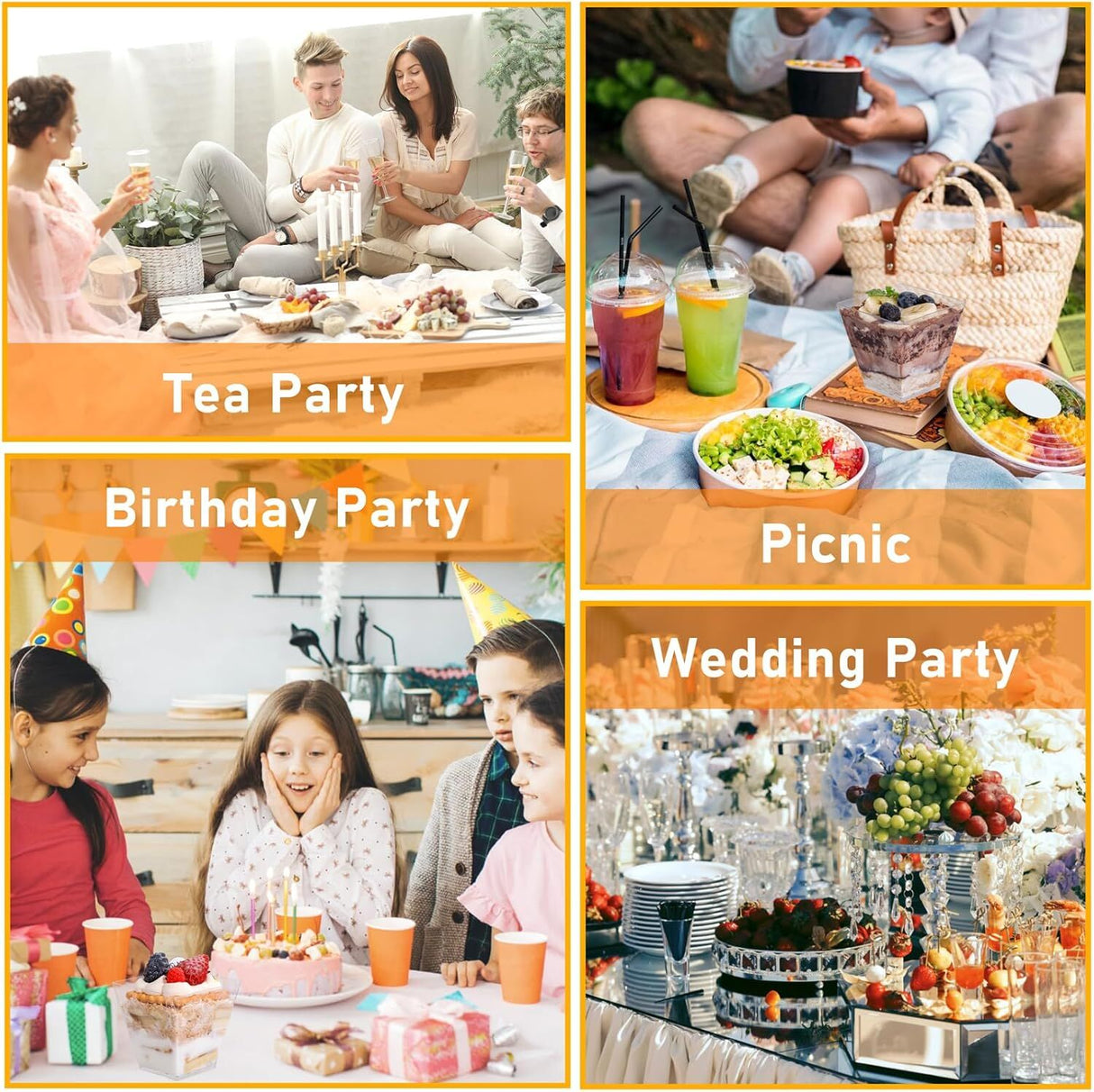 360x Clear Plastic Square Dessert Cups - Premium & BPA Free