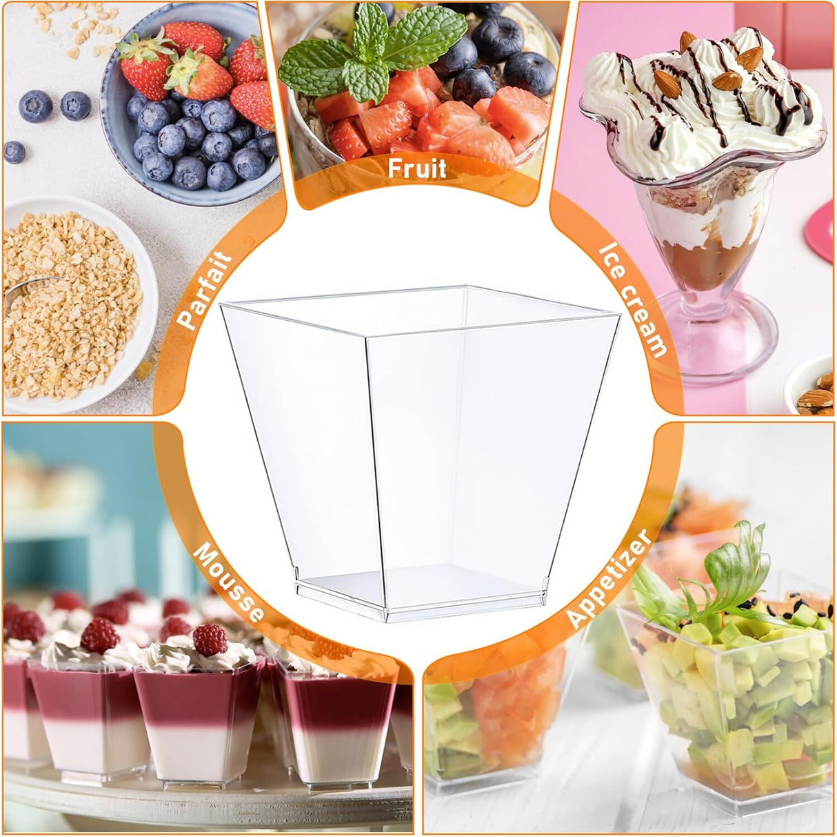 360x Clear Plastic Square Dessert Cups - Premium & BPA Free