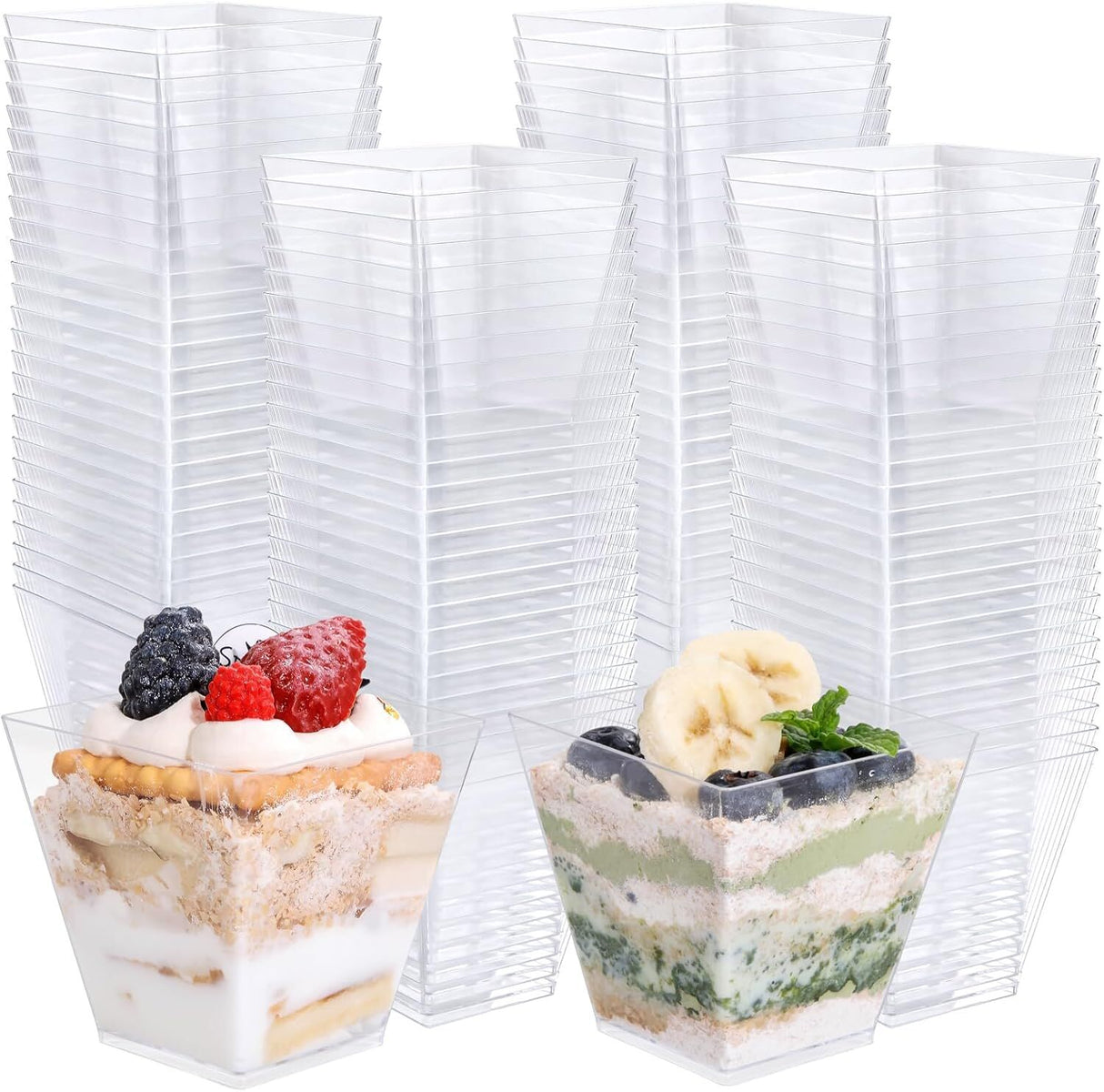 360x Clear Plastic Square Dessert Cups - Premium & BPA Free