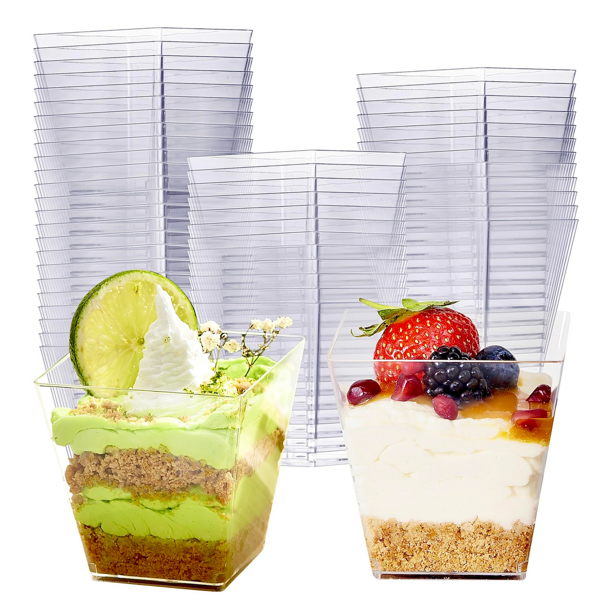 288x Clear Plastic Square Dessert Cups - Premium & BPA Free