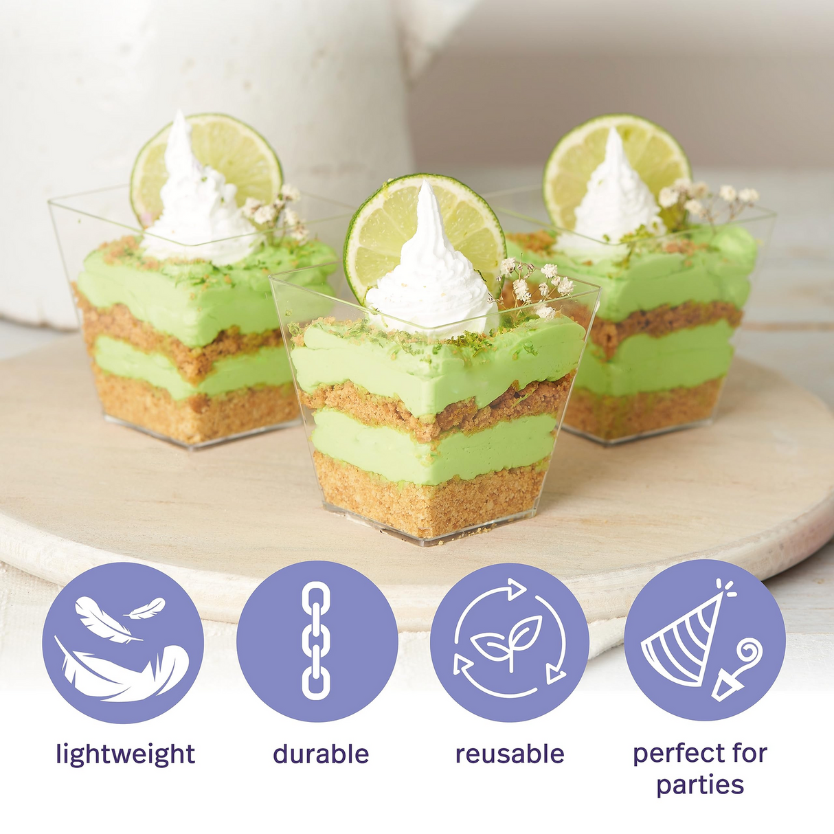 288x Clear Plastic Square Dessert Cups - Premium & BPA Free