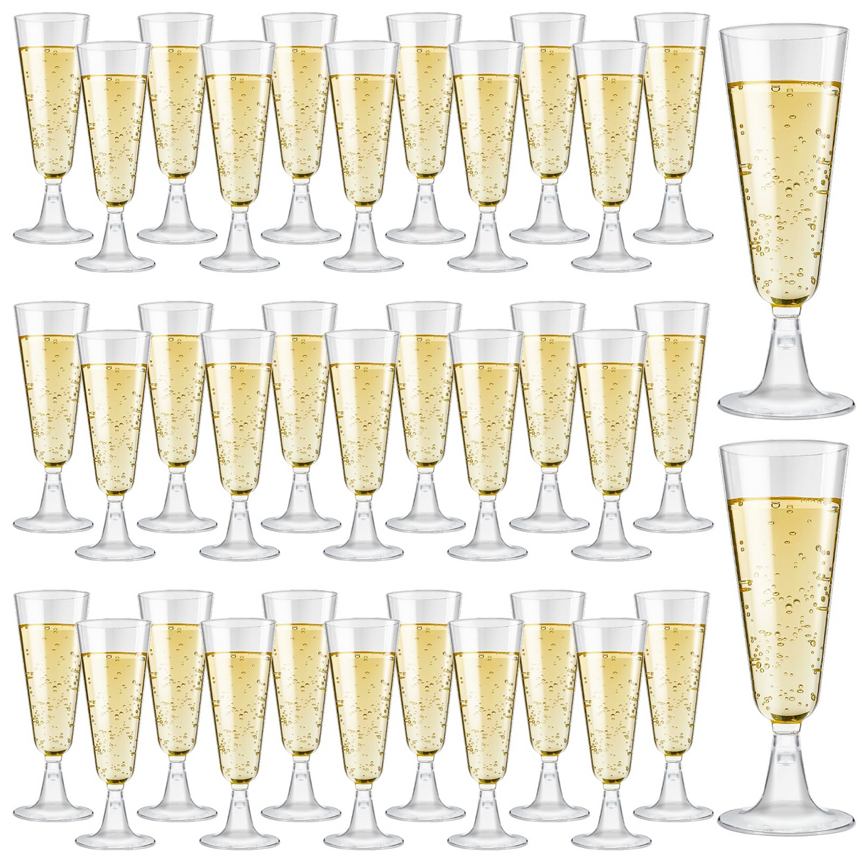 144x 210ml Plastic Champagne Flutes - Clear Wine Glasses (Bulk)