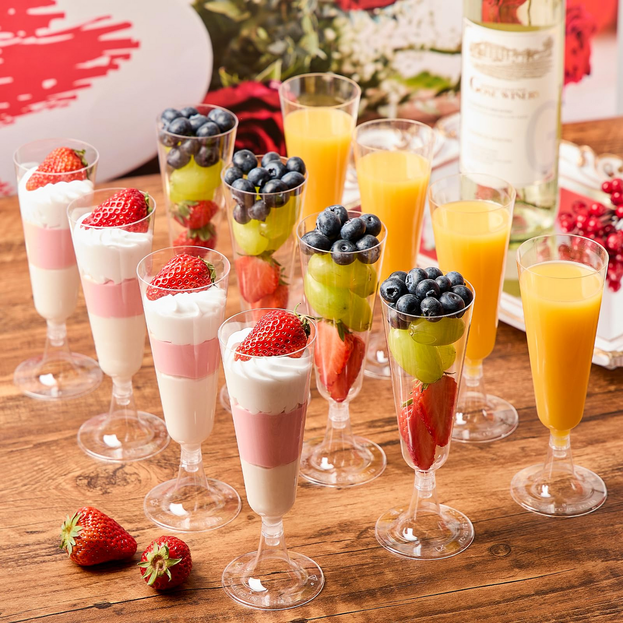 144x 210ml Plastic Champagne Flutes - Clear Wine Glasses (Bulk)