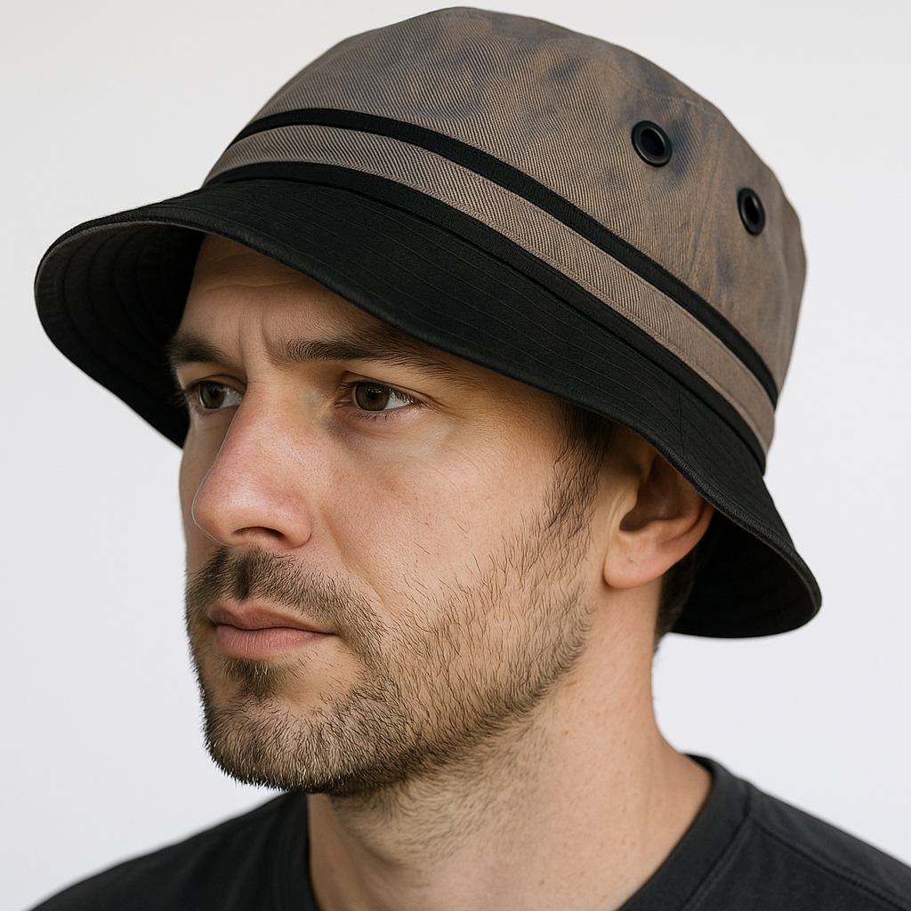 DENTS 100% Cotton Bucket Hat Fishing Summer Sun Hiking Cap Brim - Khaki - 59cm