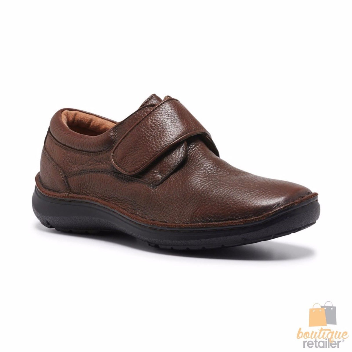 HUSH PUPPIES BLOKE Leather Shoes Slip On Extra Wide Work All Day Comfort - Brown - UK 6