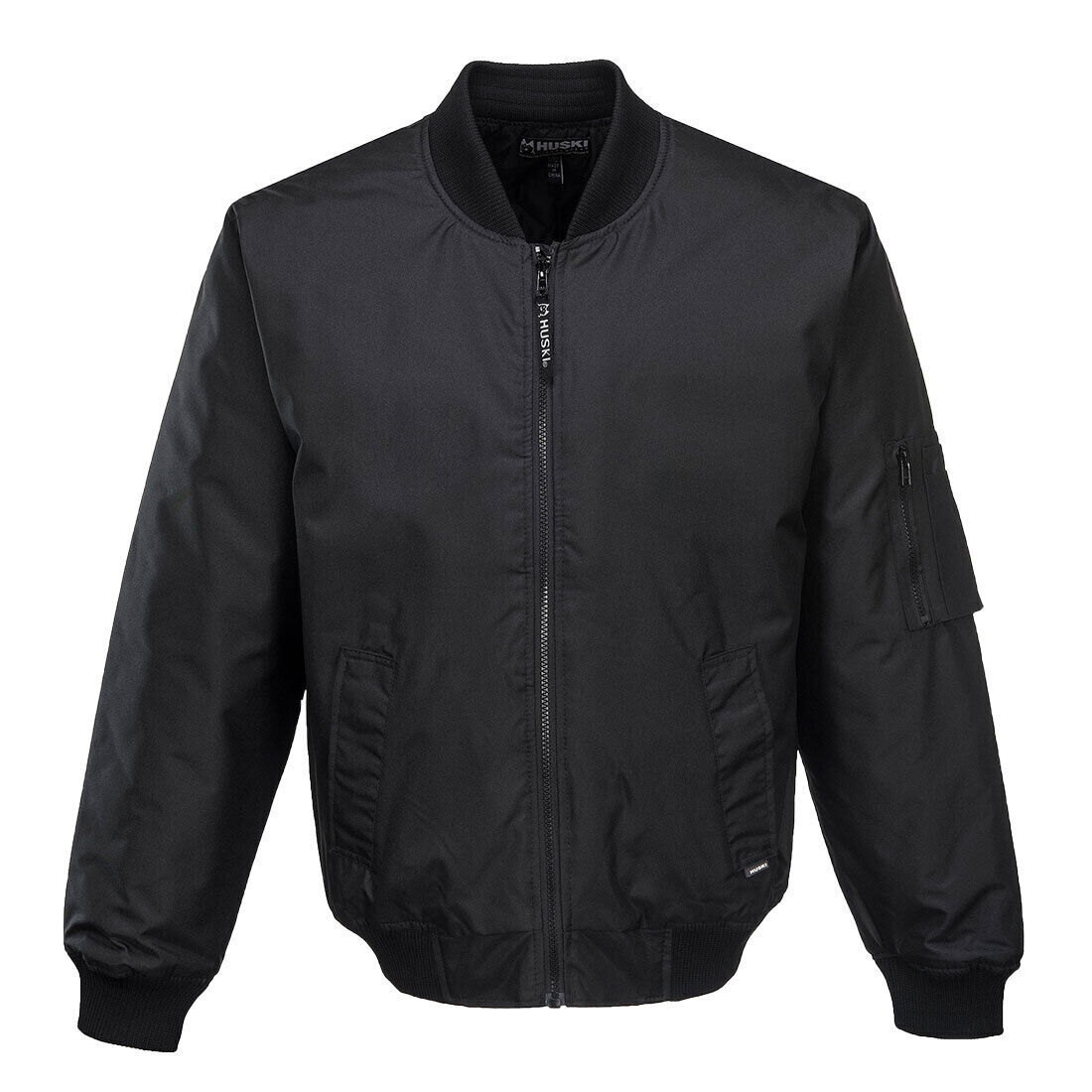 Huski Mens Quilted Combat Bomber Jacket (Waterproof & Windproof Workwear Coat) - Black