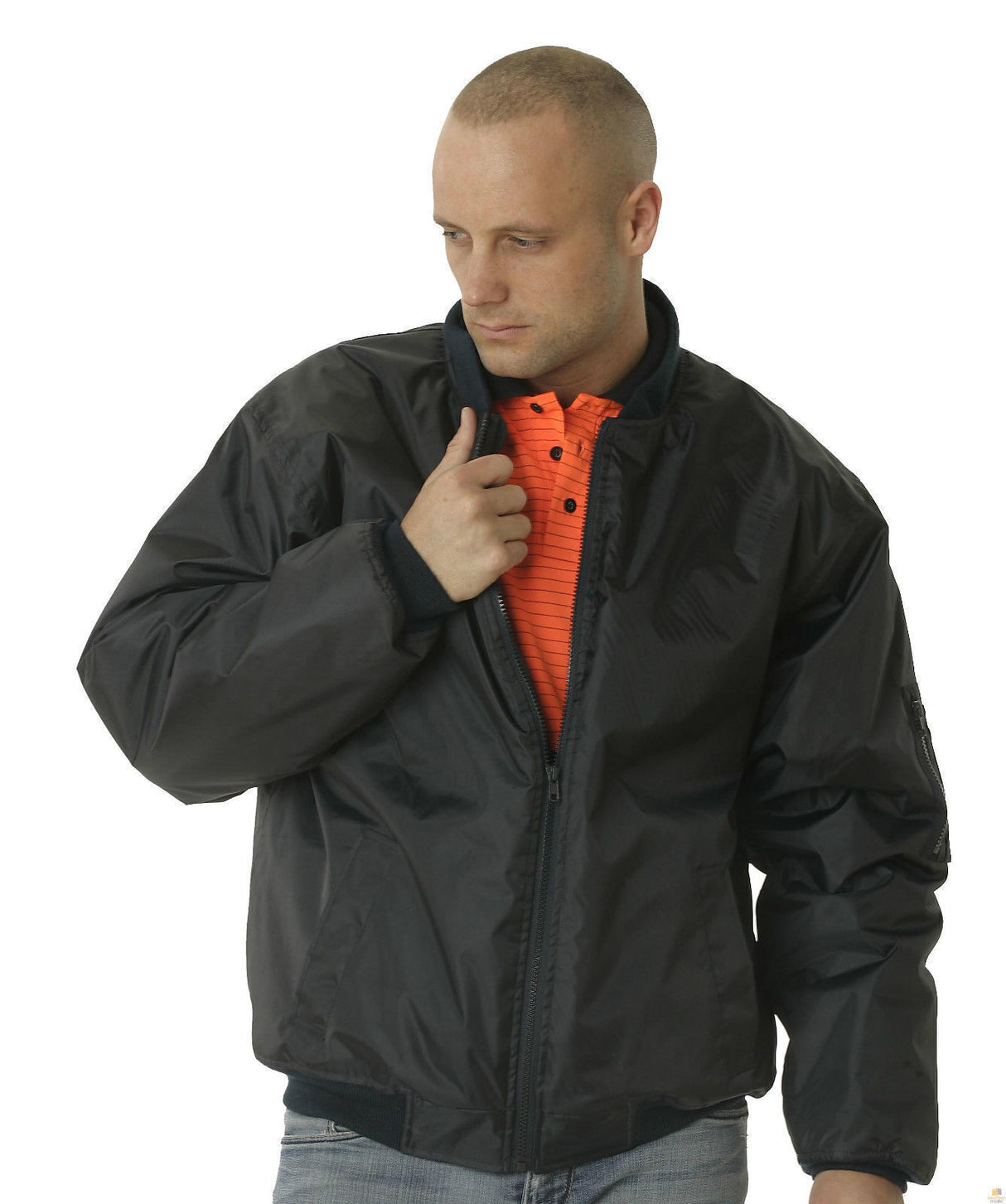 Huski Mens Quilted Combat Bomber Jacket - Navy Blue (Waterproof & Windproof Workwear Coat)