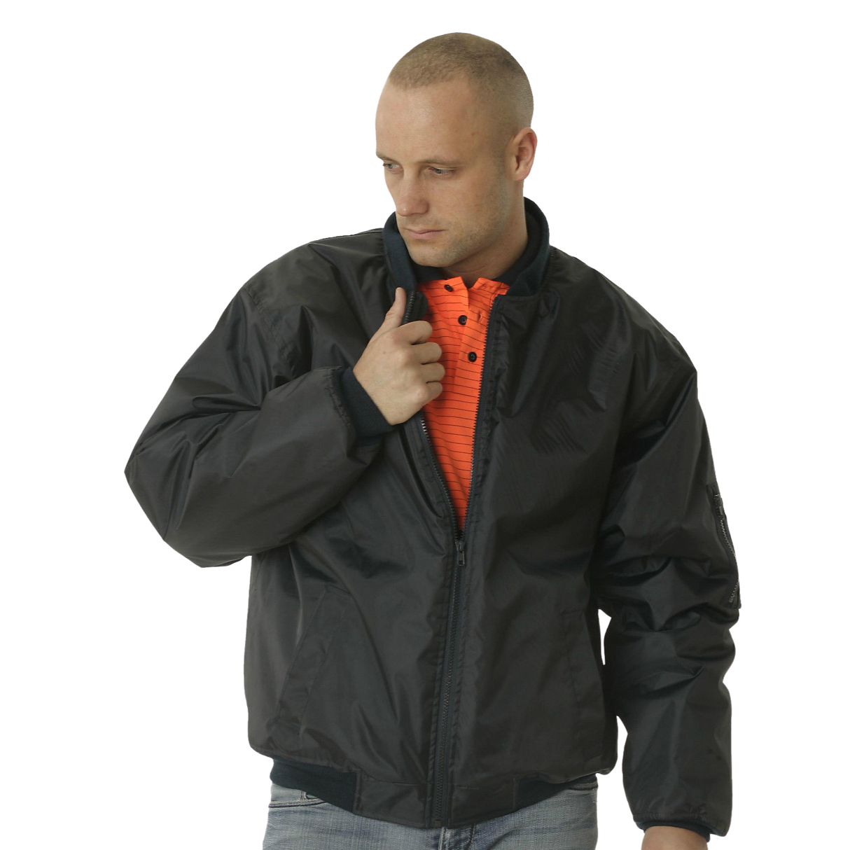 HUSKI Mens Quilted Combat Bomber Waterproof Jacket Windproof Workwear Coat - Navy
