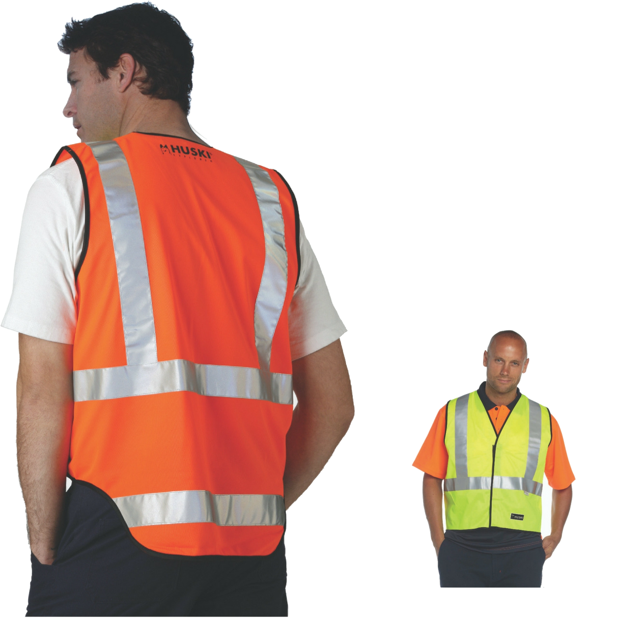 HUSKI Hi Vis Patrol Vest 3M Reflective Tape Safety Workwear High Visibility - Orange
