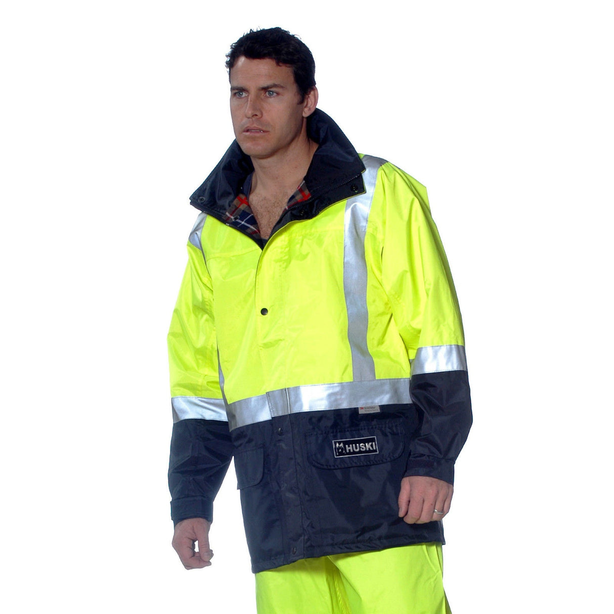 HUSKI Transit Hi Vis Waterproof Jacket Industrial Workwear Reflective UPF 50+ - Yellow