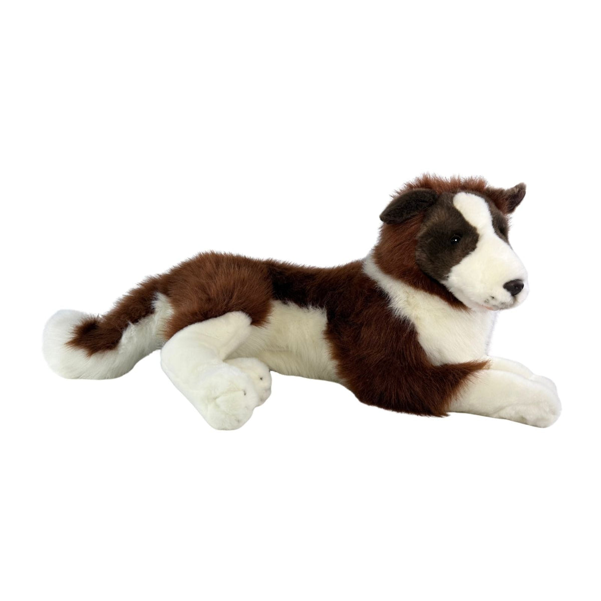 Bocchetta Hazel 62cm Border Collie with Satin Pocket Plush Toy - Chocolate (Realistic Stuffed Animal Dog Gift)