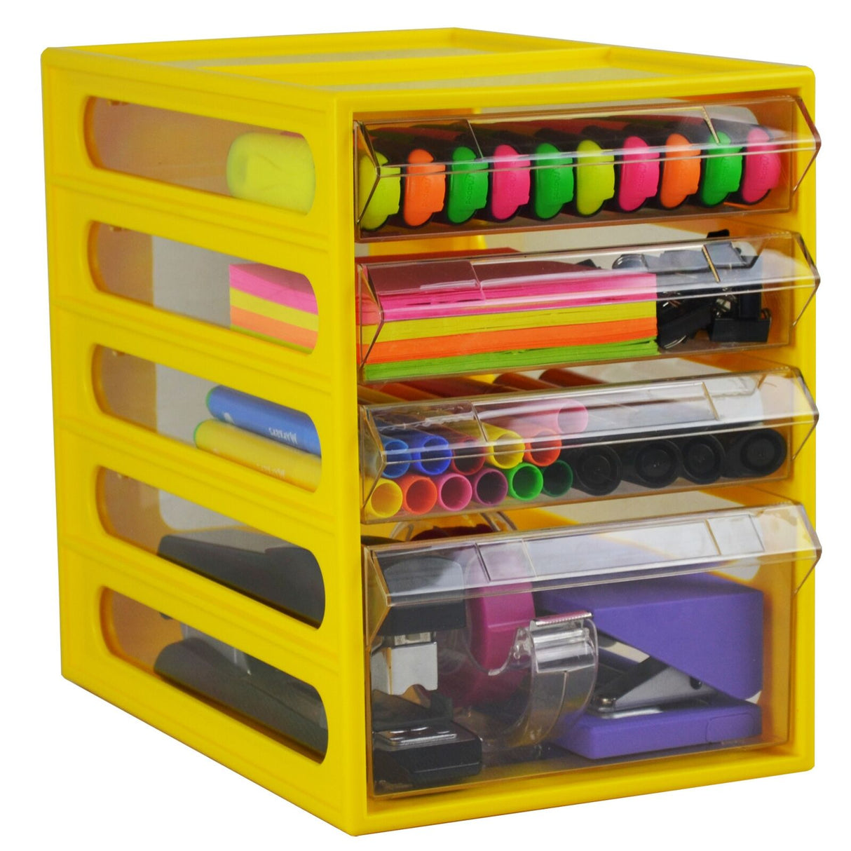 4-Tier Office Cabinet Storage Station Drawer Home Stationary Box - Banana
