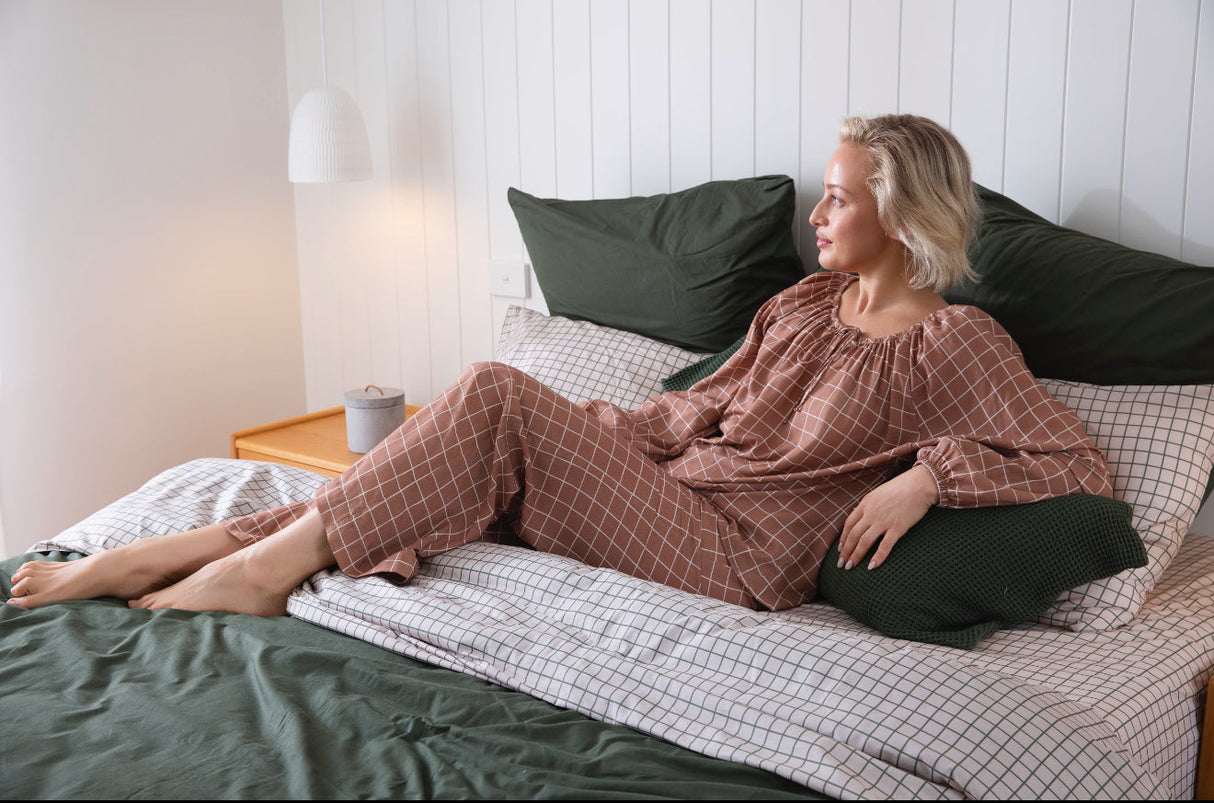 100% Cloud Cotton Duvet Quilt Cover Set w/ 2 Pillow Cases in Fern