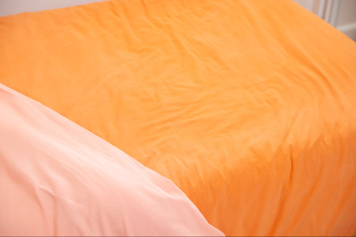 100% Cloud Cotton Duvet Quilt Cover Set w/ 2 Pillow Cases in Peach