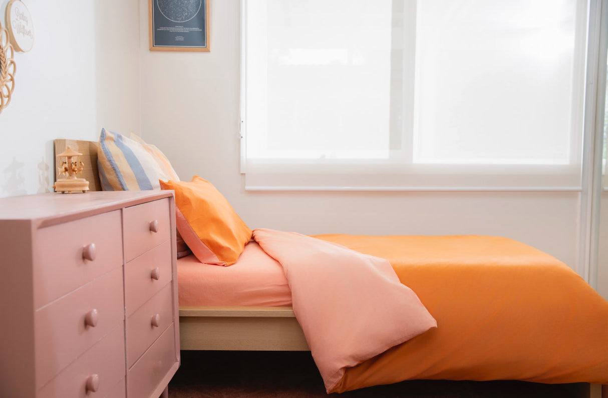 100% Cloud Cotton Duvet Quilt Cover Set w/ 2 Pillow Cases in Peach