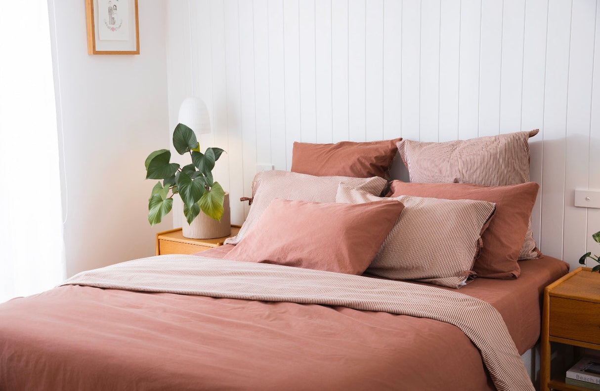 100% Cloud Cotton Duvet Quilt Cover Set w/ 2 Pillow Cases in Terra